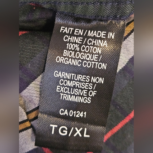 Mens button down shirt top XL organic cotton soft plaid green red gray - Picture 3 of 3